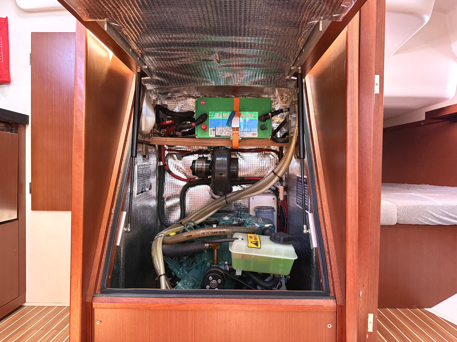 2014 Hanse 385 "Effortless" for sale, Honolulu Hawaii &mdash; Engine bay opened from the companionway (photo 27 of 29)